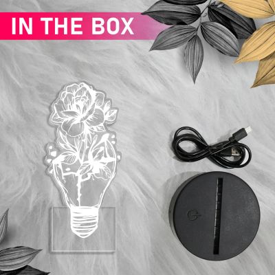 3D Illusion Flower Light Bulb Desk Table Lamp  Unique Lamp for Decoration  Bedside Table Lamp Kids Room Decor Lamp Home Office Decor Light (Warm White Light)